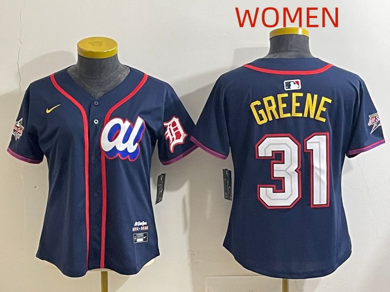 Women 2025 Detroit Tigers #31 Greene Drak Blue All star Nike MLB Jersey style 1
